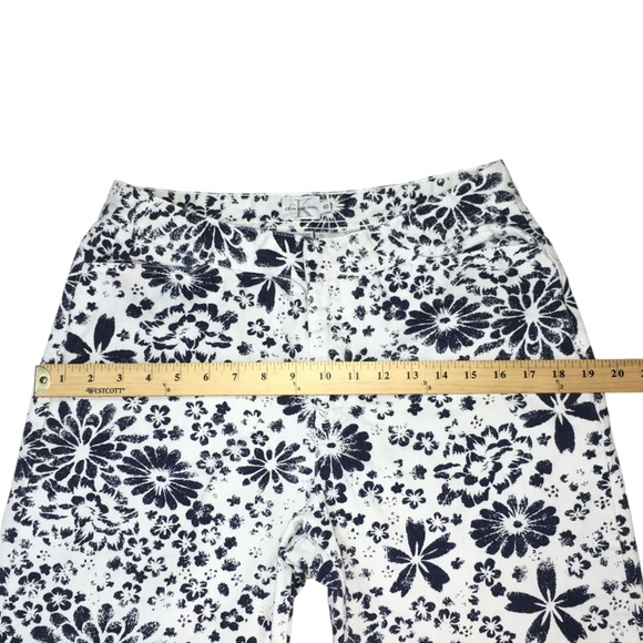 Calvin Klein Jeans Floral Denim Navy White Cropped Jeans - Women’s 10 - Picture 4 of 10